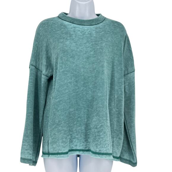 Everlily Rain Peach Love California Fleece Shirt in Green Size Small - Picture 1 of 6